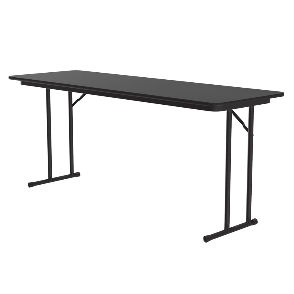 228-ST2472PX07 Off Set Leg Seminar Table w/  3/4" High Pressure Top, 24 x 72", Black Gr...