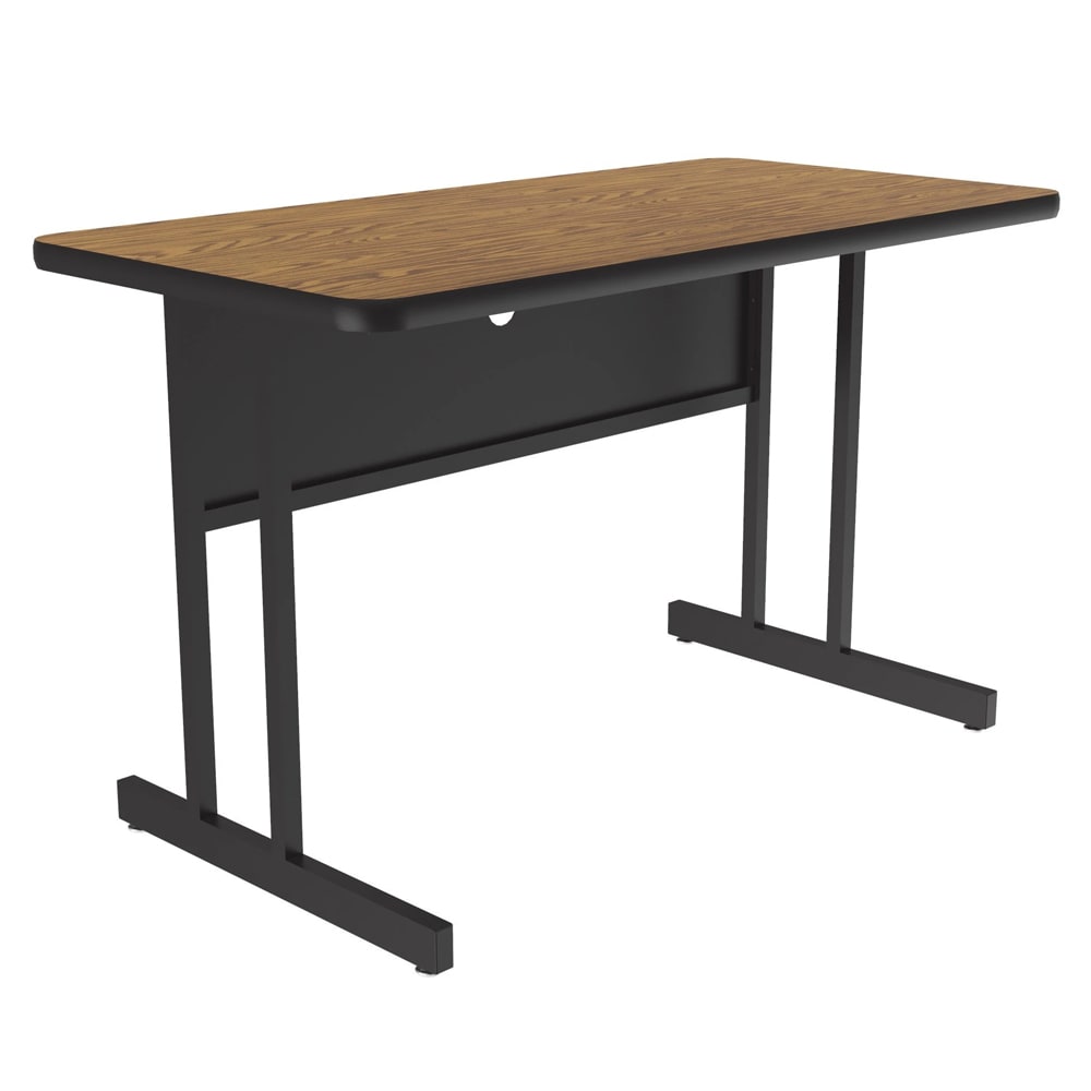 228-WS246006 Rectangular Desk Height Work Station, 60"W x 24"D - Medium Oak/Black T-Mol...