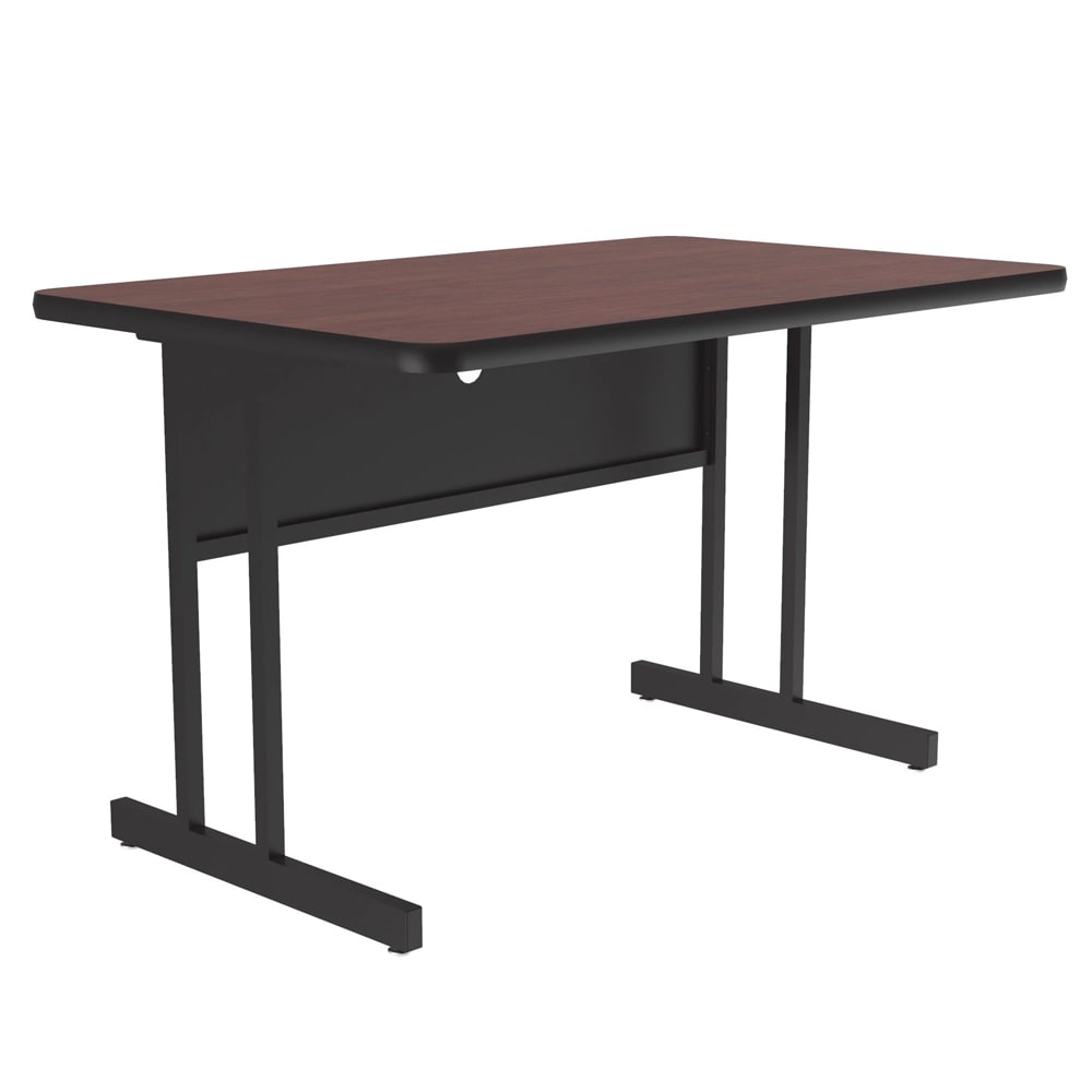 228-WS304820 Rectangular Desk Height Work Station, 48"W x 30"D - Mahogany/Black T-Mold