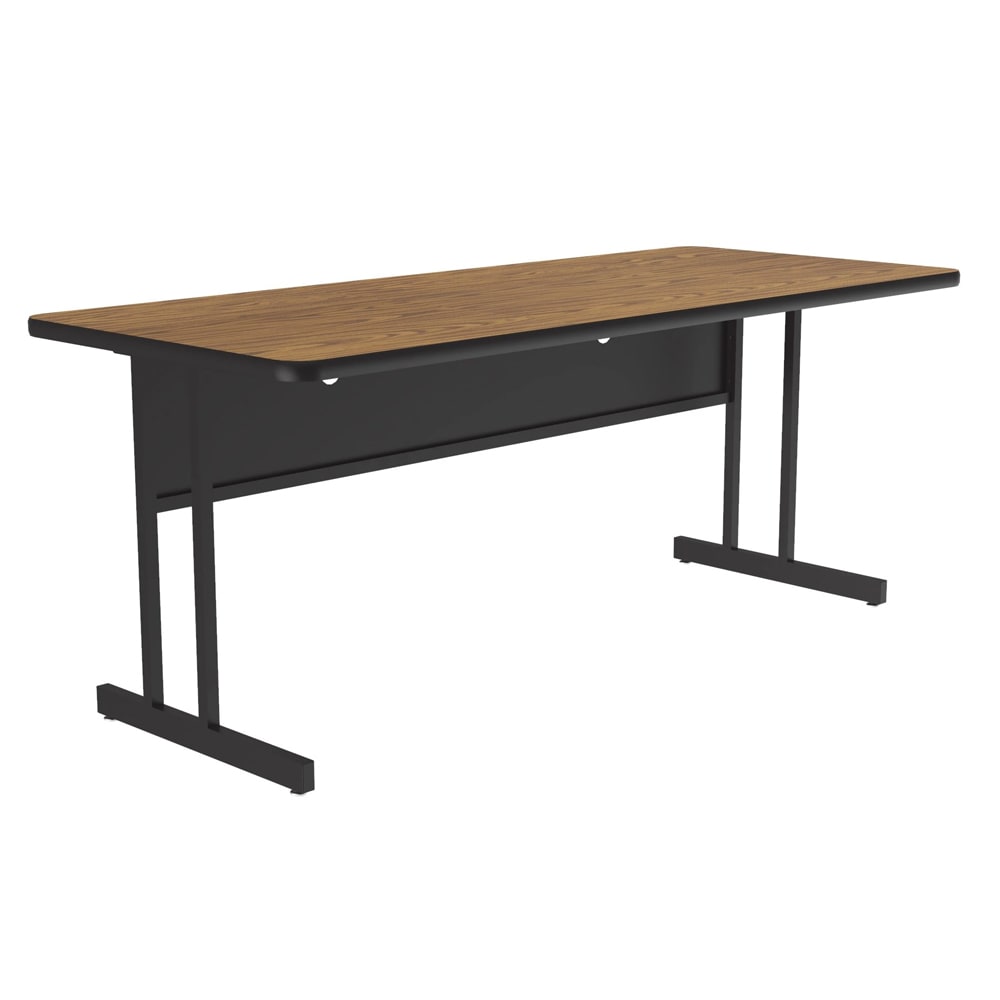 228-WS306006 Rectangular Desk Height Work Station, 60"W x 30"D - Medium Oak/Black T-Mol...