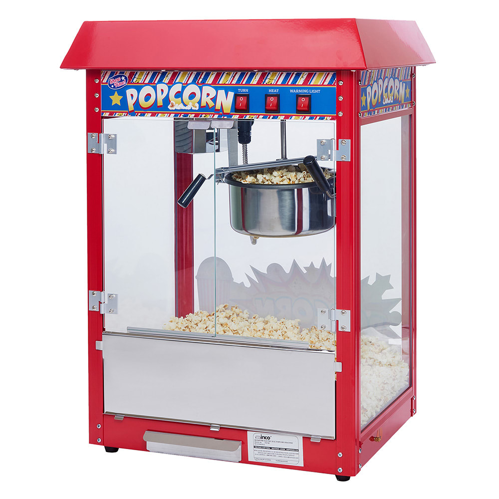 Hi Tek 8 oz Red Stainless Steel Commercial Popcorn Machine - 1 Count Box