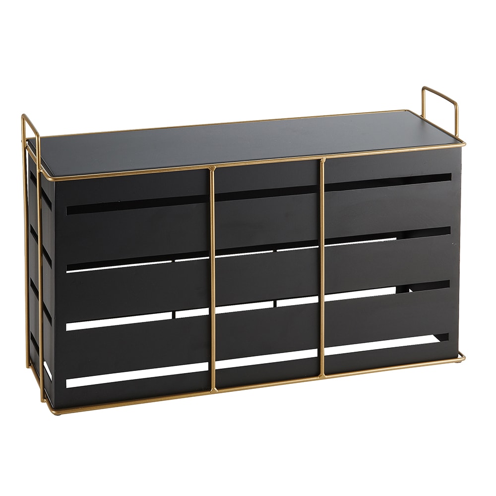151-220871390 Rectangular Empire Riser - 20 1/2"L x 7"W x 13"H, Metal, Black/Gold