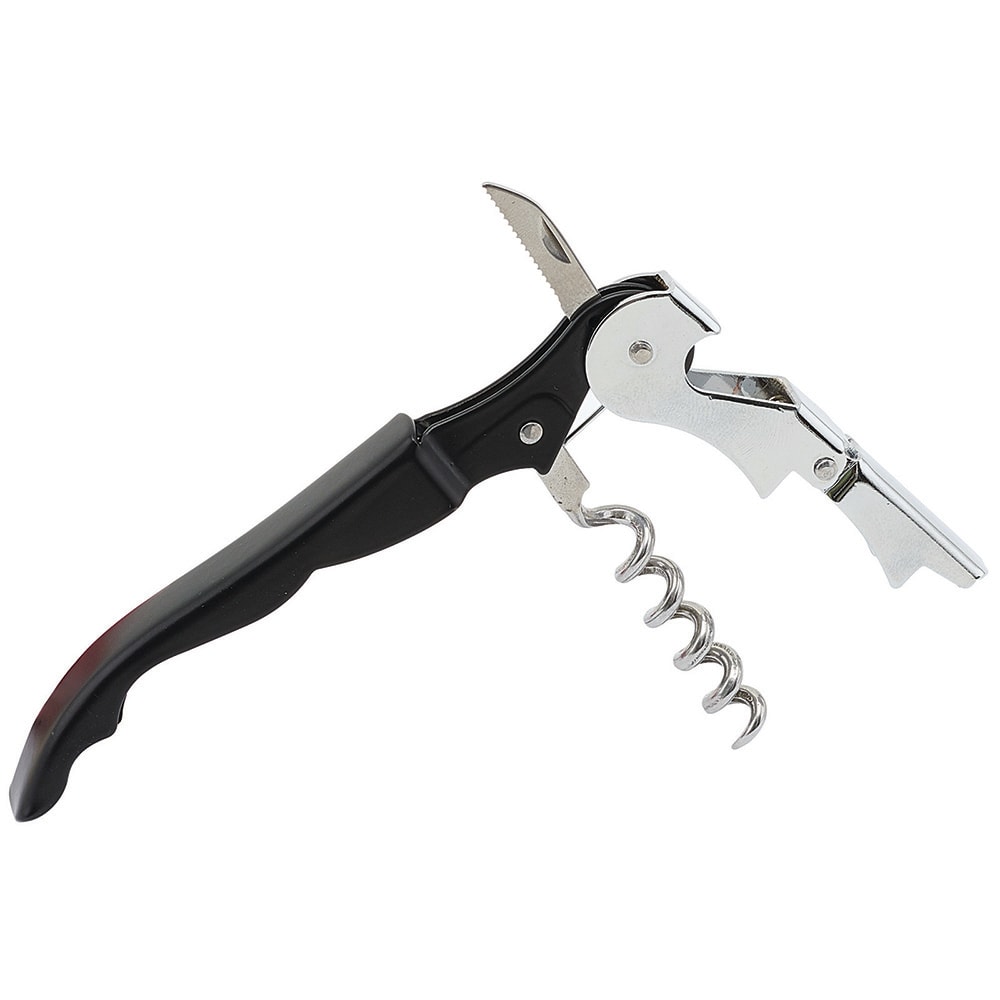 080-CO720 Waiter's Corkscrew w/ Foil Cutter & Bottle Cap Opener, Black