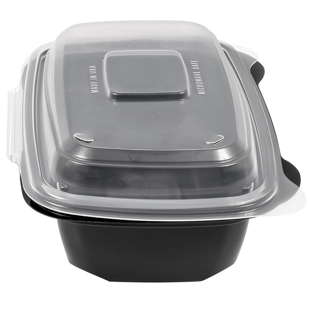 WNA HGP69BC Blaze™ Hot Food Takeout Container w/ Hinged Lid - 6 x 9,  Polypropylene, Black/Clear