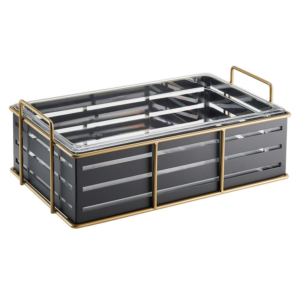 Cal-Mil 22085-12-90 Ice Housing w/ Clear Plastic Ice Pan - 22"W x 13 1/2"D x 6 3/4"H, Wire Frame, Black/Gold