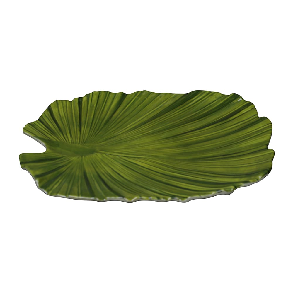 701-D873PLDG Leaf Shaped Melamine Salad Plate - 8" x 7 3/4", Green