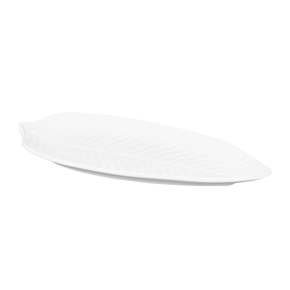 701-M105PLNW 10 1/4" x 5" Leaf Shape Tropicana Platter - Melamine, White
