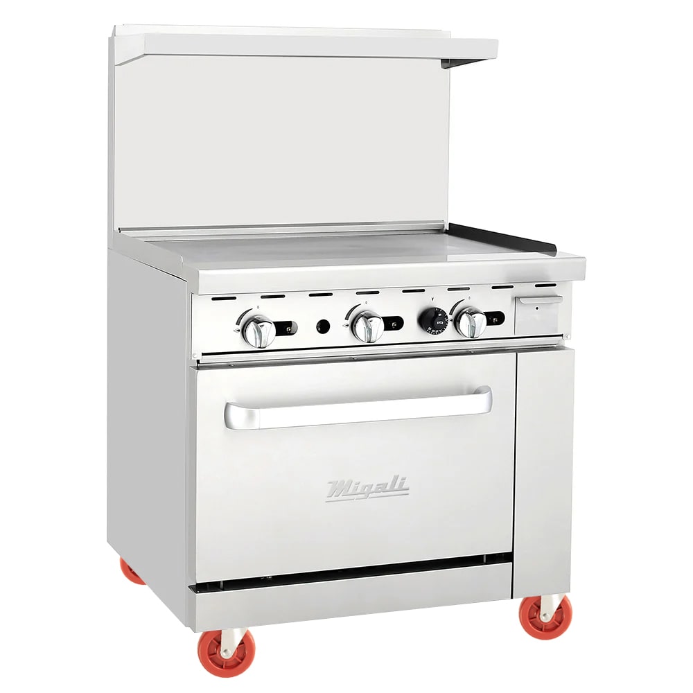 Migali C-RO-36G-NG 36" Gas Range w/ Full Griddle & Standard Oven, Natural Gas