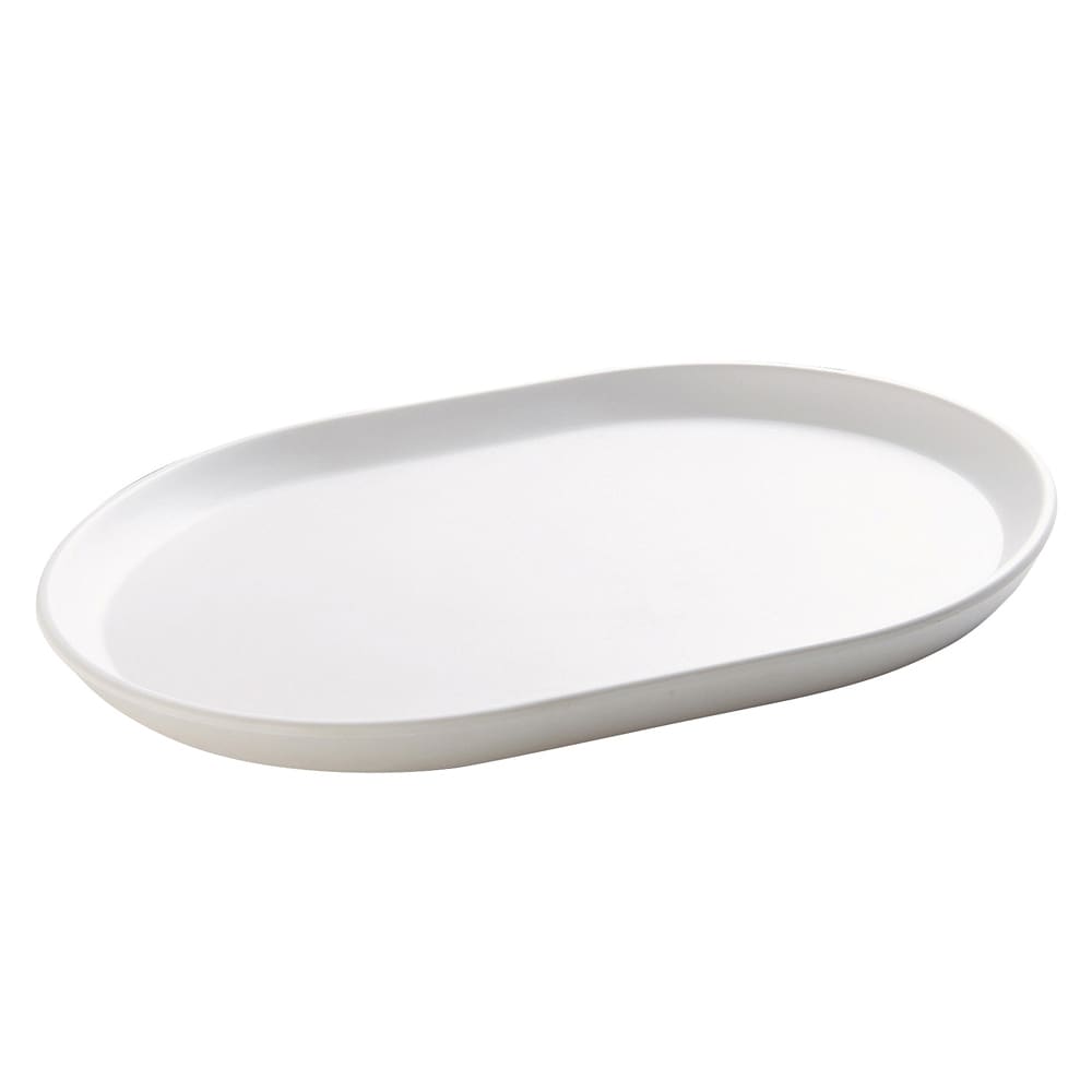Cal-Mil 22018-15 14" x 11 1/4" Oval Hudson Platter - Melamine, White