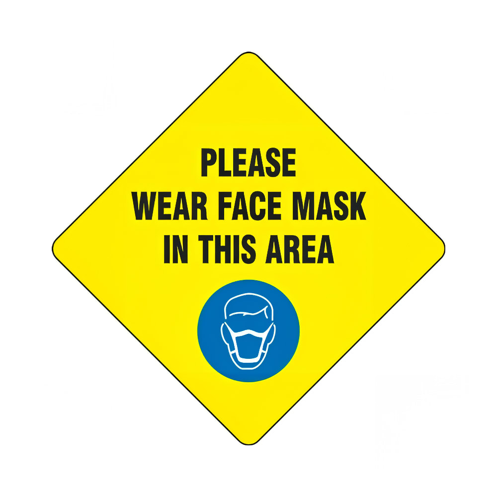Accuform Signs MFS430 12" "Please Wear a Face Mask" Floor Sign - Laminated Adhesive Vinyl, Yellow