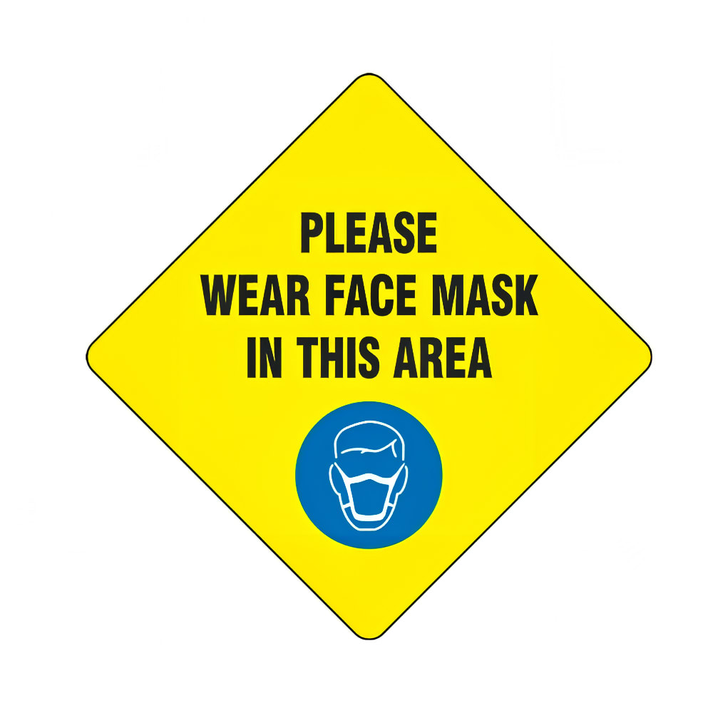 Accuform Signs MFS432 17" "Please Wear a Face Mask" Floor Sign - Laminated Adhesive Vinyl, Yellow
