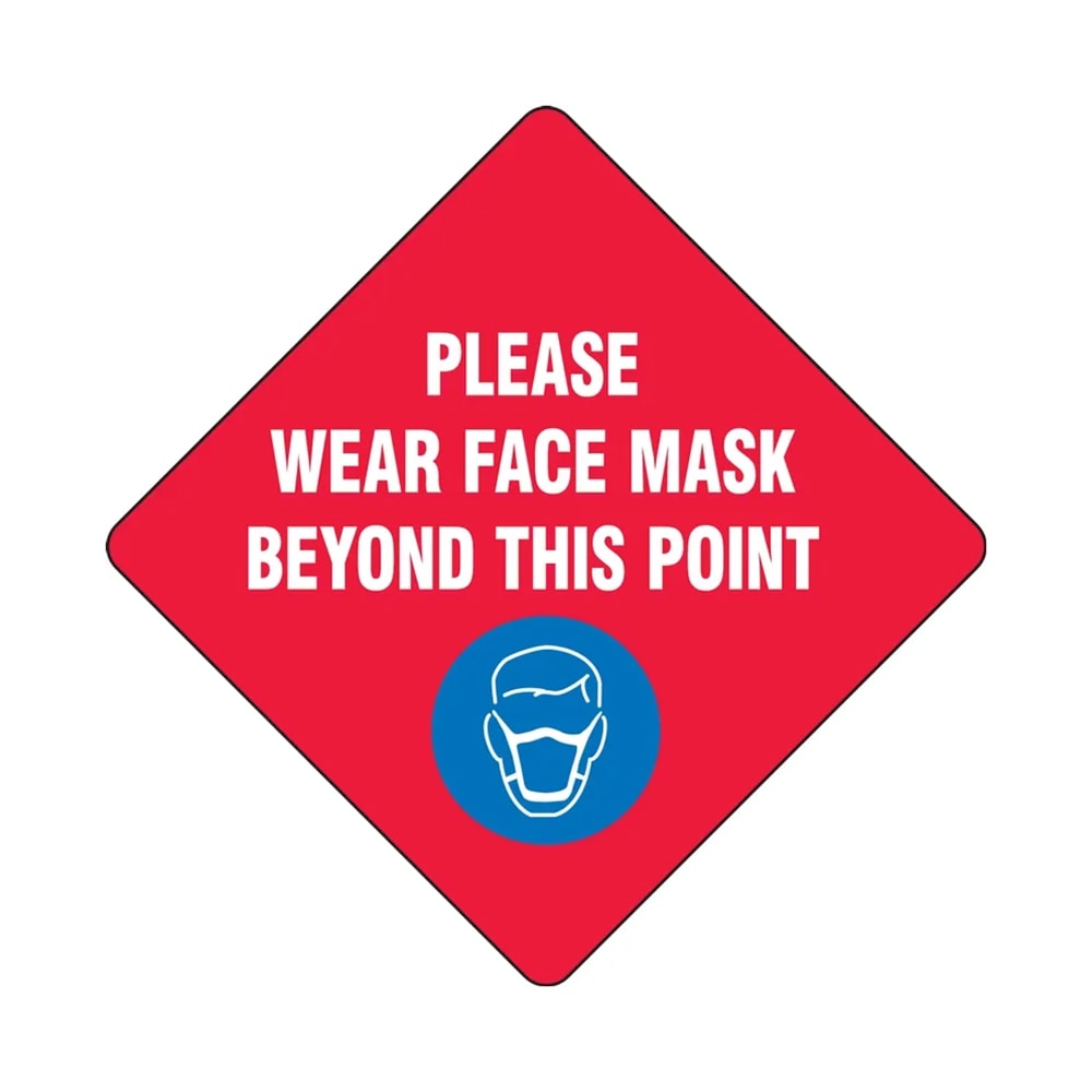 Accuform Signs MFS436 17" "Please Wear a Face Mask" Floor Sign - Laminated Adhesive Vinyl, Red