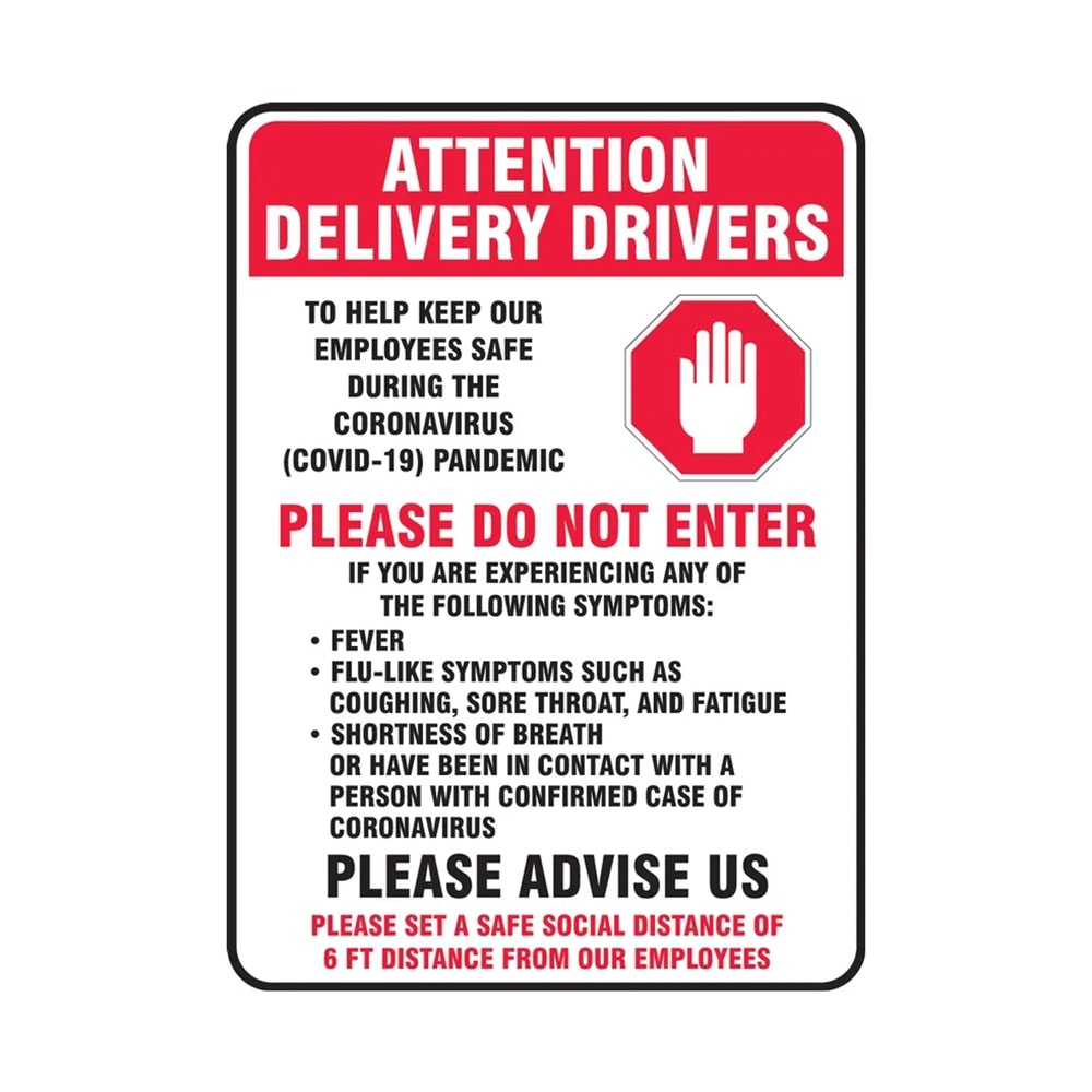 Accuform Signs MTKC516VS "Attention Delivery Drivers" Safety Sign - 14" x 10", Adhesive Vinyl