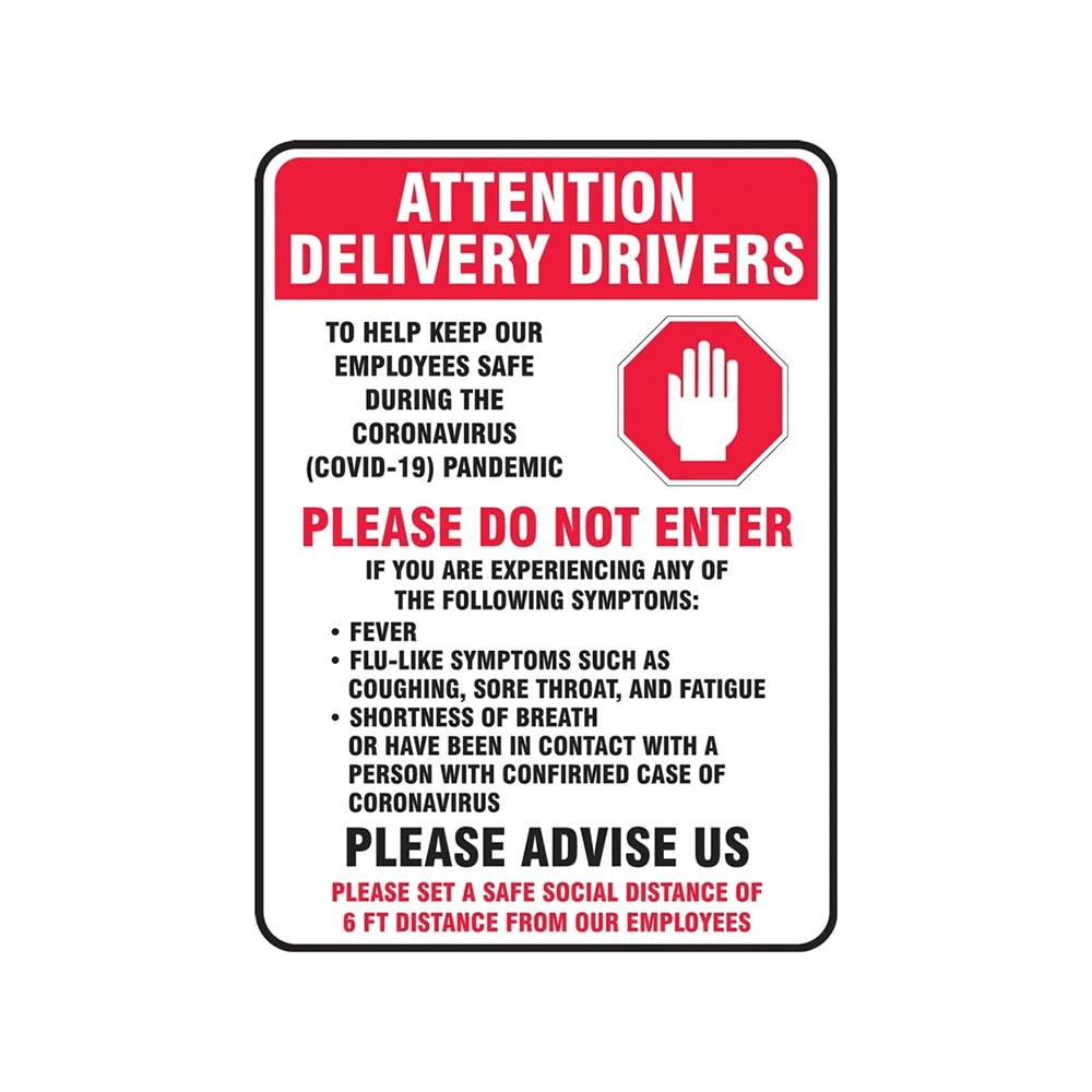 Accuform Signs MTKC518VS "Attention Delivery Drivers" Safety Sign - 18" x 12", Adhesive Vinyl