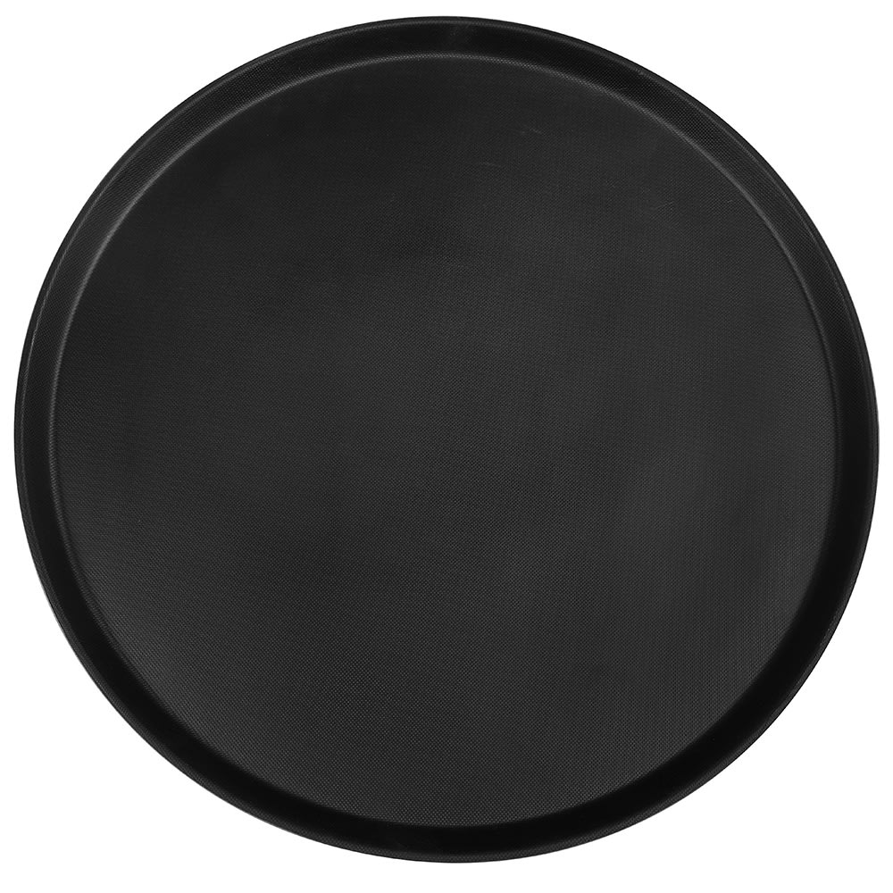 144-1950CT110 19 7/16" Round Camtread Serving Tray - Low Profile, Fiberglass, Black Satin