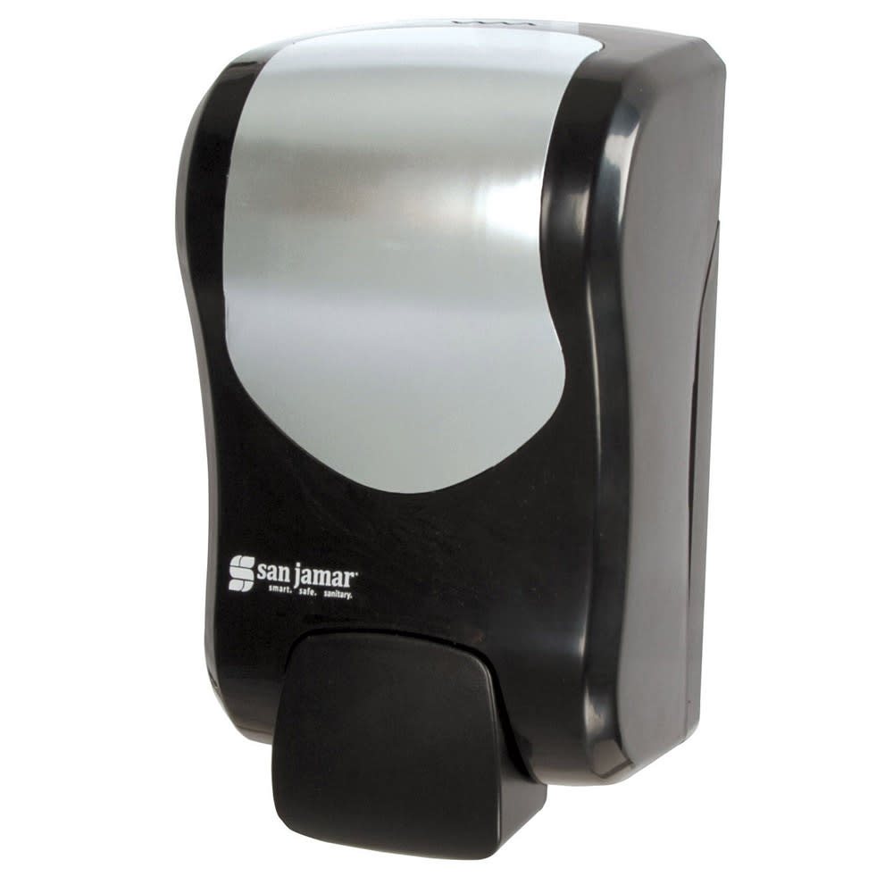 094-SF970BKSS 30 1/2 oz Wall Mount Manual Foam Hand Soap Dispenser - Plastic, Black/Stainless