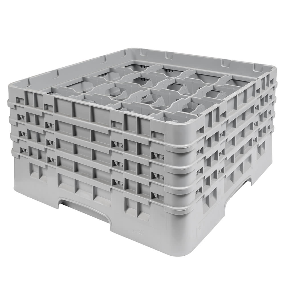 144-16S800151 Camrack® Glass Rack w/ (16) Compartments - (4) Gray Extenders, Soft Gray