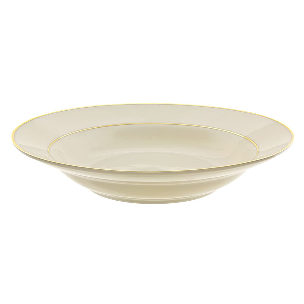 861-CGLD0003 10 oz Round Double Gold Line Rim Soup Bowl - Porcelain, Cream/Gold