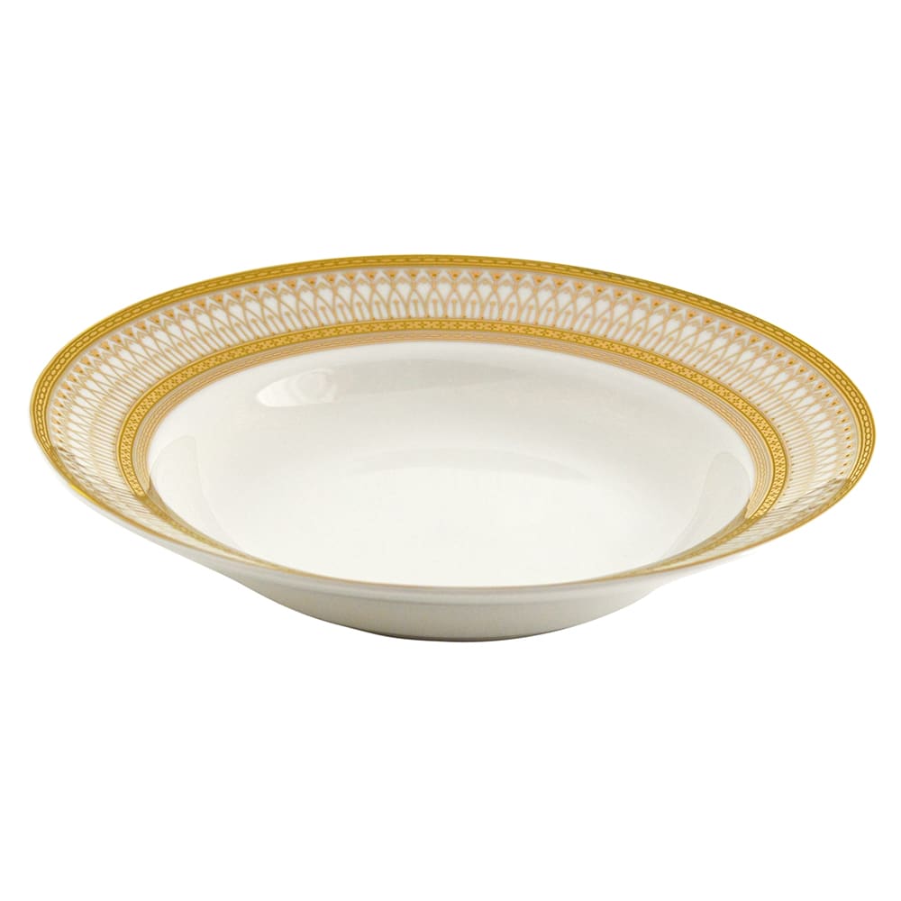 861-IRIANA3GLD 8 oz Round Iriana Rim Soup Bowl - Porcelain, White/Gold