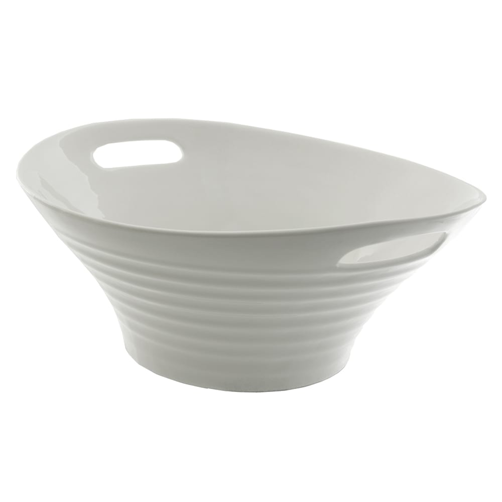 861-OSLO16DEEPHNDLBW 15 3/4" Round Oslo Bowl - Porcelain, White