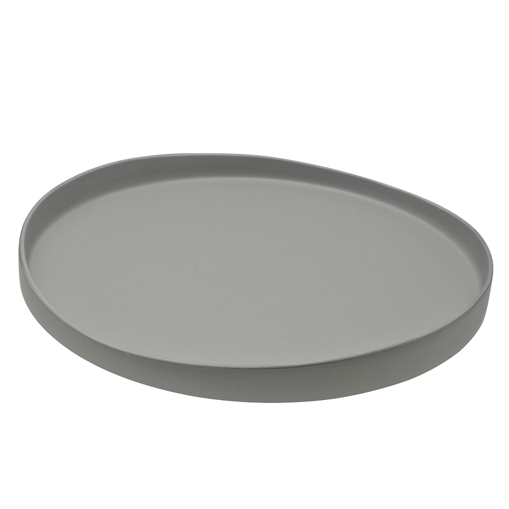 861-RPPLEGREYTRAY 12 3/4" Round Ripples Serving Tray - Ceramic, Gray
