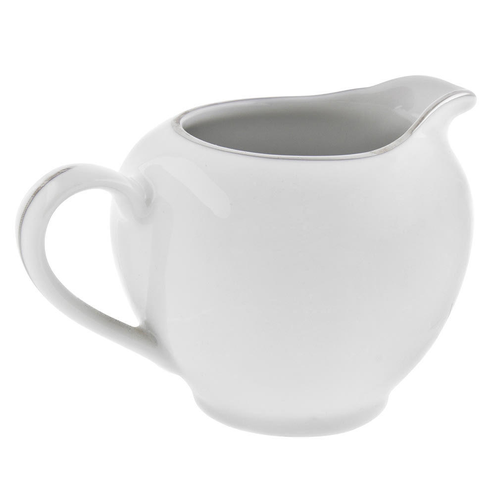 861-SL0016 8 oz Silver Line Creamer - Porcelain, White/Silver