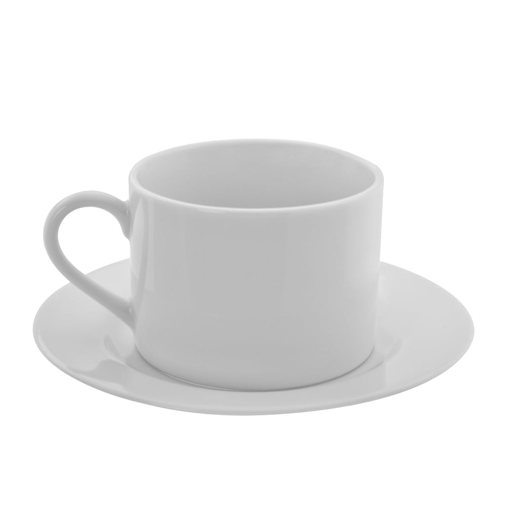 861-ZW9 8 oz Z Ware White Can Cup & Saucer Set, Porcelain