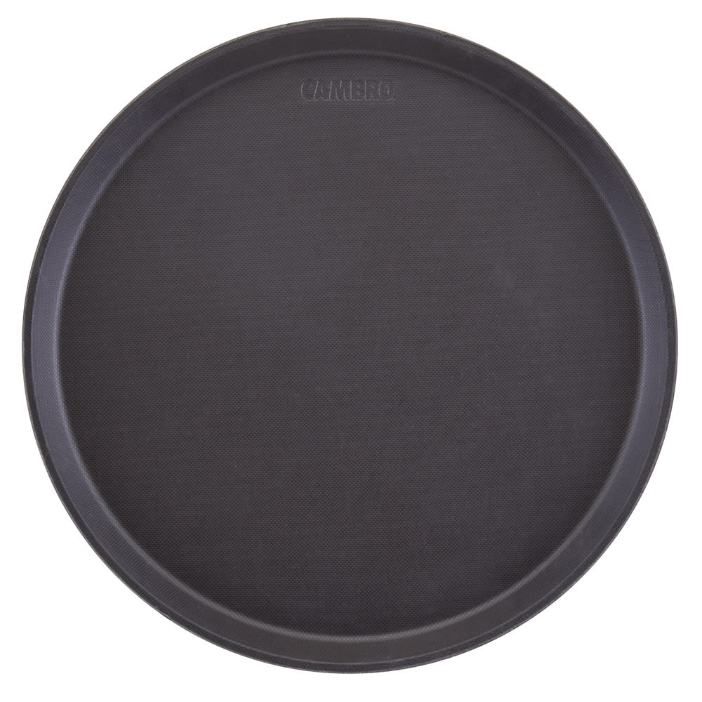 144-1400TL110 13 49/50" Round Treadlite Tray, NonSkid, Fiberglass, Black