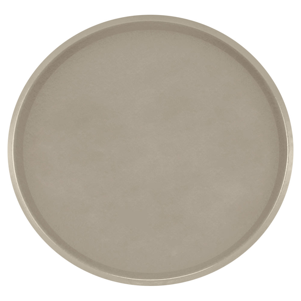 144-1950104 19 1/2" Round Serving Camtray - Low-Profile, Fiberglass, Desert Tan