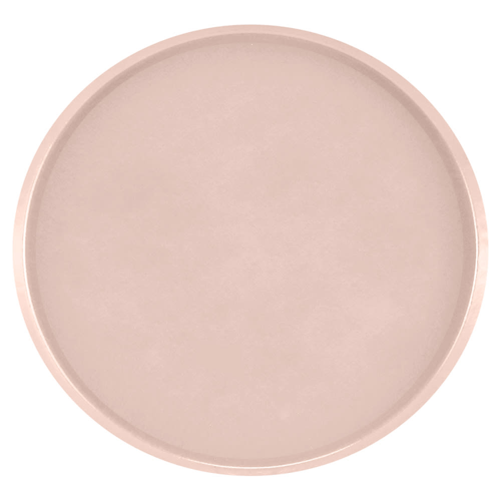 144-1950106 19 1/2" Round Serving Camtray - Low-Profile, Fiberglass, Light Peach