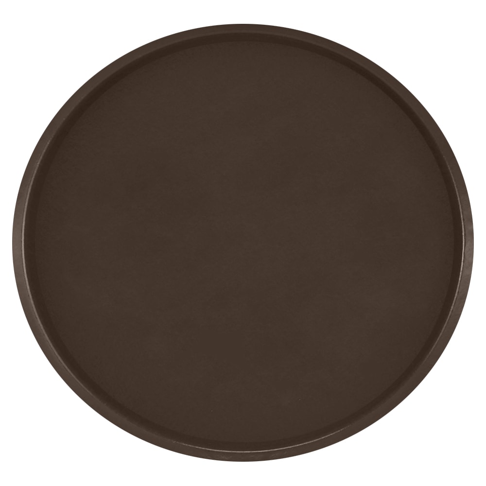 144-1950116 19 1/2" Round Serving Camtray - Low-Profile, Fiberglass, Brazil Brown