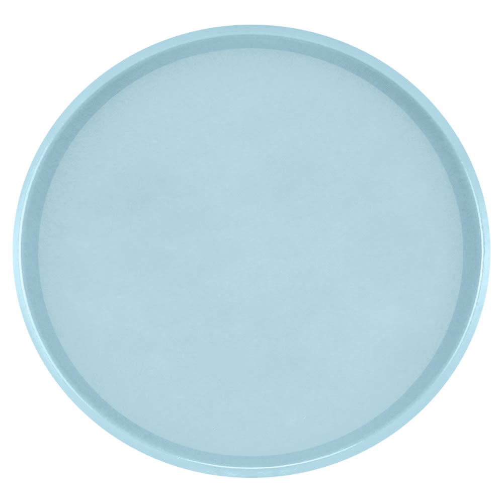 144-1950177 19 1/2" Round Serving Camtray - Low-Profile, Fiberglass, Sky Blue