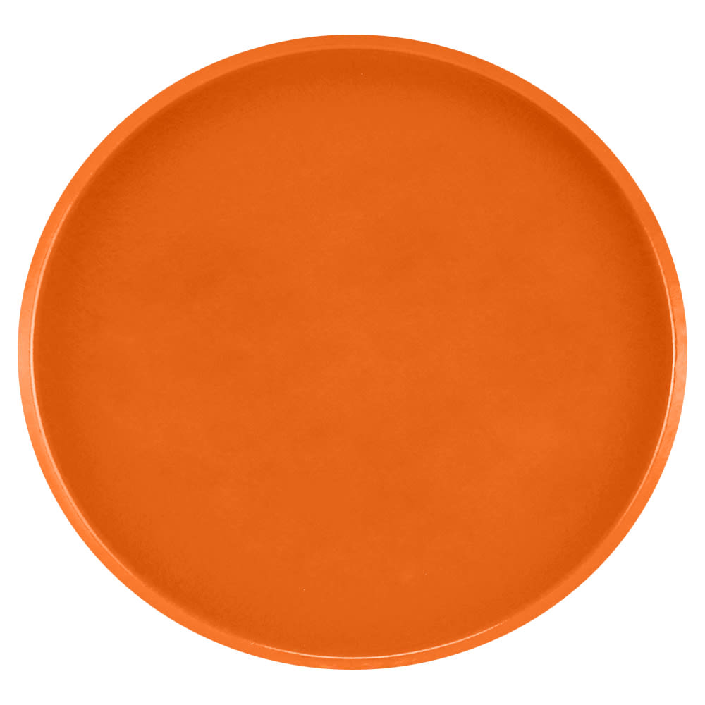 144-1950220 19 1/2" Round Serving Camtray - Low-Profile, Fiberglass, Citrus Orange