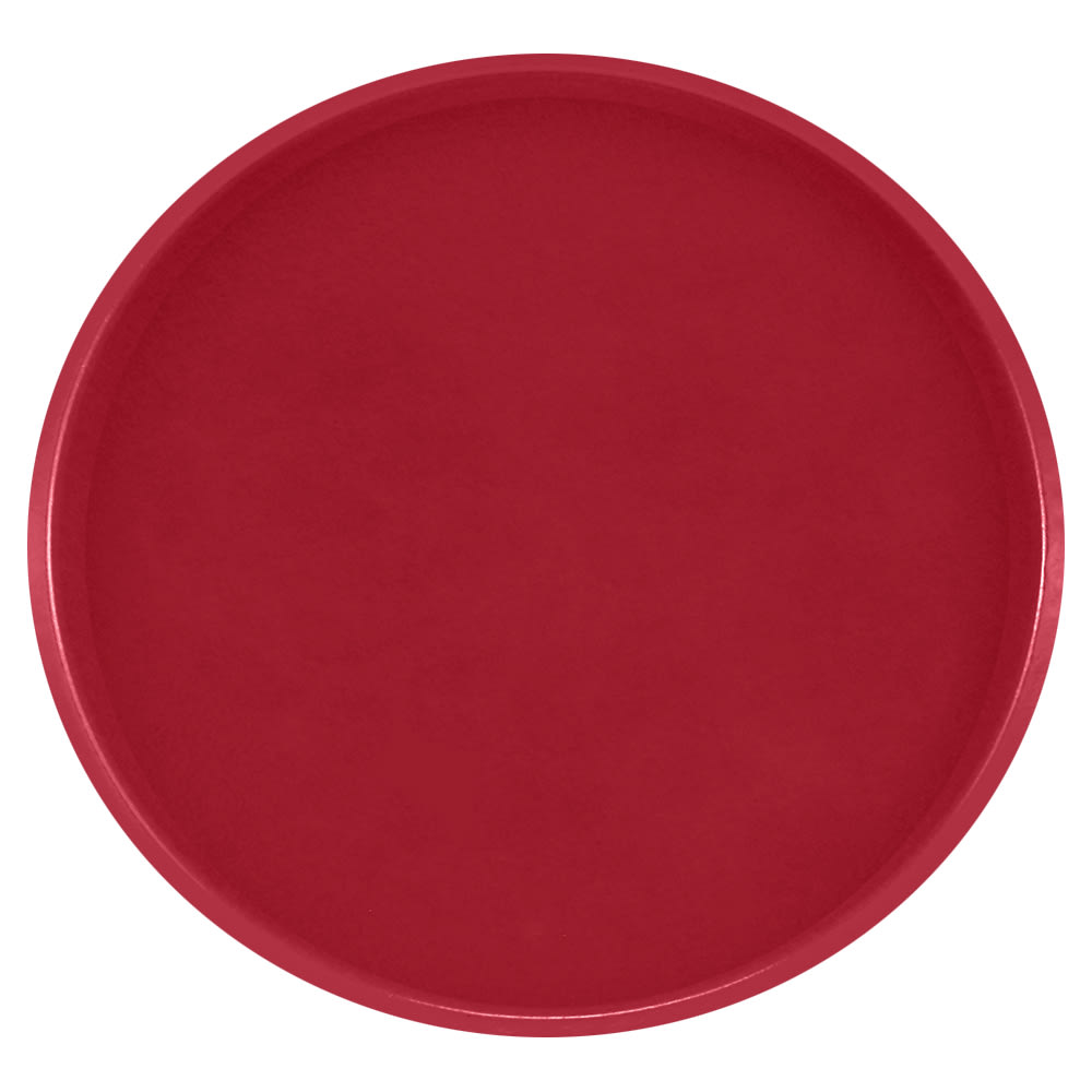 144-1950221 19 1/2" Round Serving Camtray - Low-Profile, Fiberglass, Ever Red