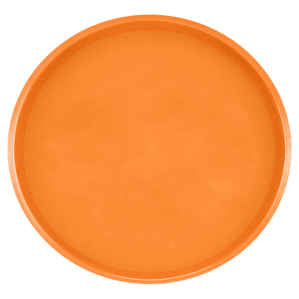 144-1950222 19 1/2" Round Serving Camtray - Low-Profile, Fiberglass, Orange Pizzazz