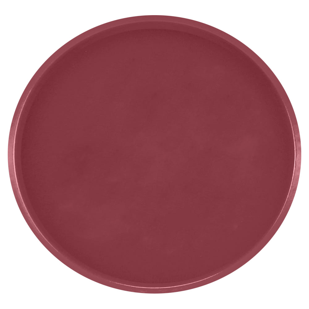 144-1950410 19 1/2" Round Serving Camtray - Low-Profile, Fiberglass, Raspberry Cream