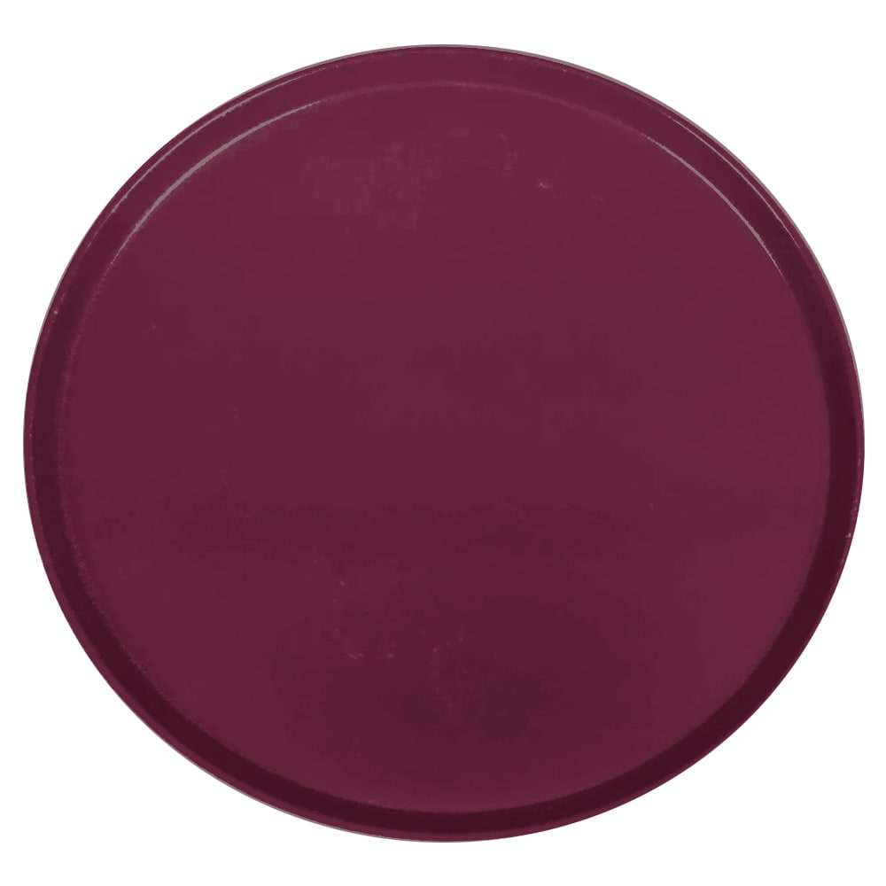 144-1950522 19 1/2" Round Serving Camtray - Low-Profile, Fiberglass, Burgundy Wine
