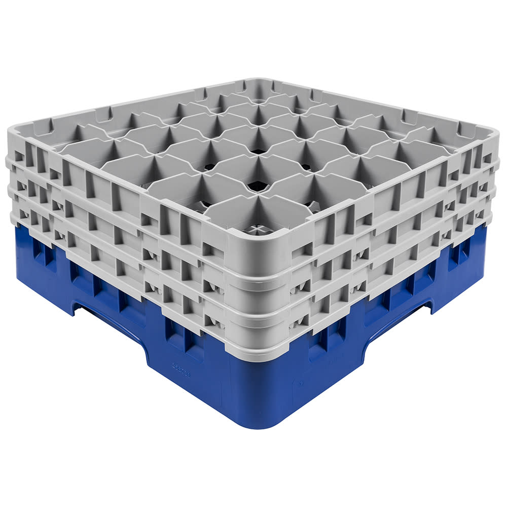 144-25S738186 Camrack® Glass Rack w/ (25) Compartments - (3) Gray Extenders, Navy Blue