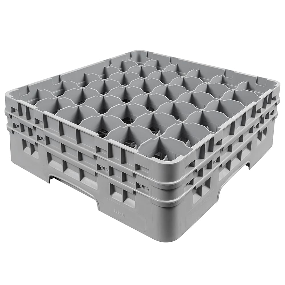 144-36S534151 Camrack® Glass Rack w/ 36 Compartments - 2 Gray Extenders, Soft Gray
