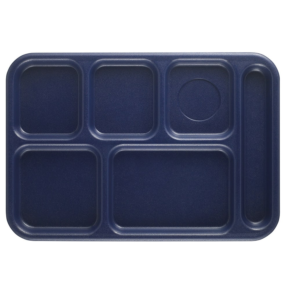 144-BCT1014186 Plastic Rectangular Tray w/ (6) Compartments, 10" x 14 1/2", Navy Blue
