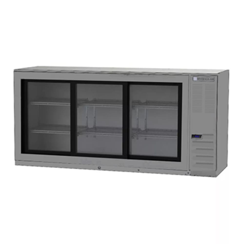118-BB72HC1GSS 72" Bar Refrigerator - 3 Sliding Glass Doors, Stainless, 115v