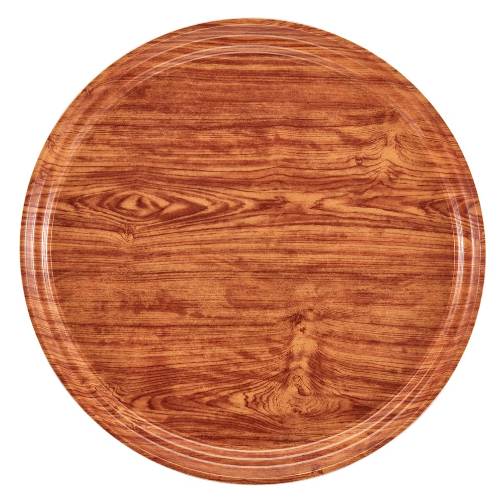 144-1200309 12" Round Serving Camtray - Fiberglass, Java Teak