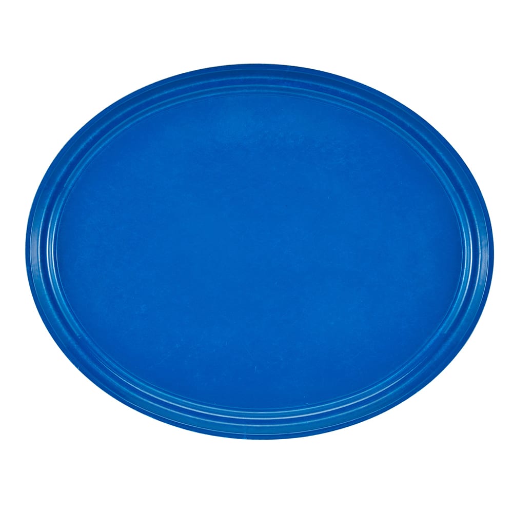 144-2500123 Oval Serving Camtray - 19 1/4x24", Fiberglass, Amazon Blue