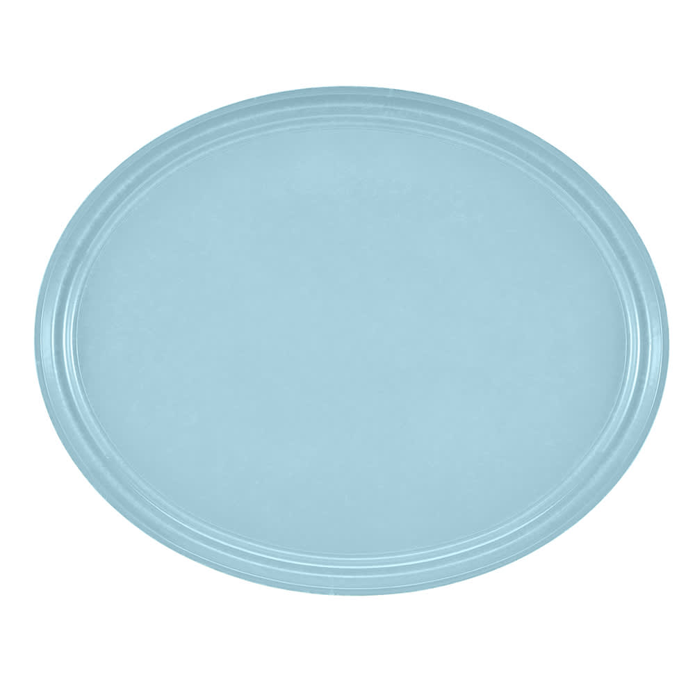 144-2500177 Oval Serving Camtray - 19 1/4x24", Fiberglass, Sky Blue