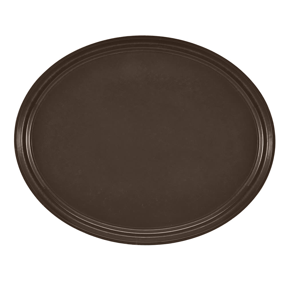 144-2500116 Oval Serving Camtray - 19 1/4x24", Fiberglass, Brazil Brown