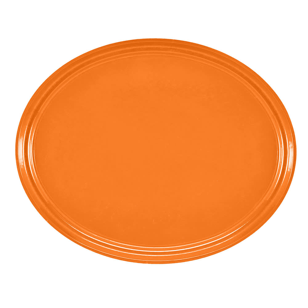 144-2500222 Oval Serving Camtray - 19 1/4x24", Fiberglass, Orange Pizzazz
