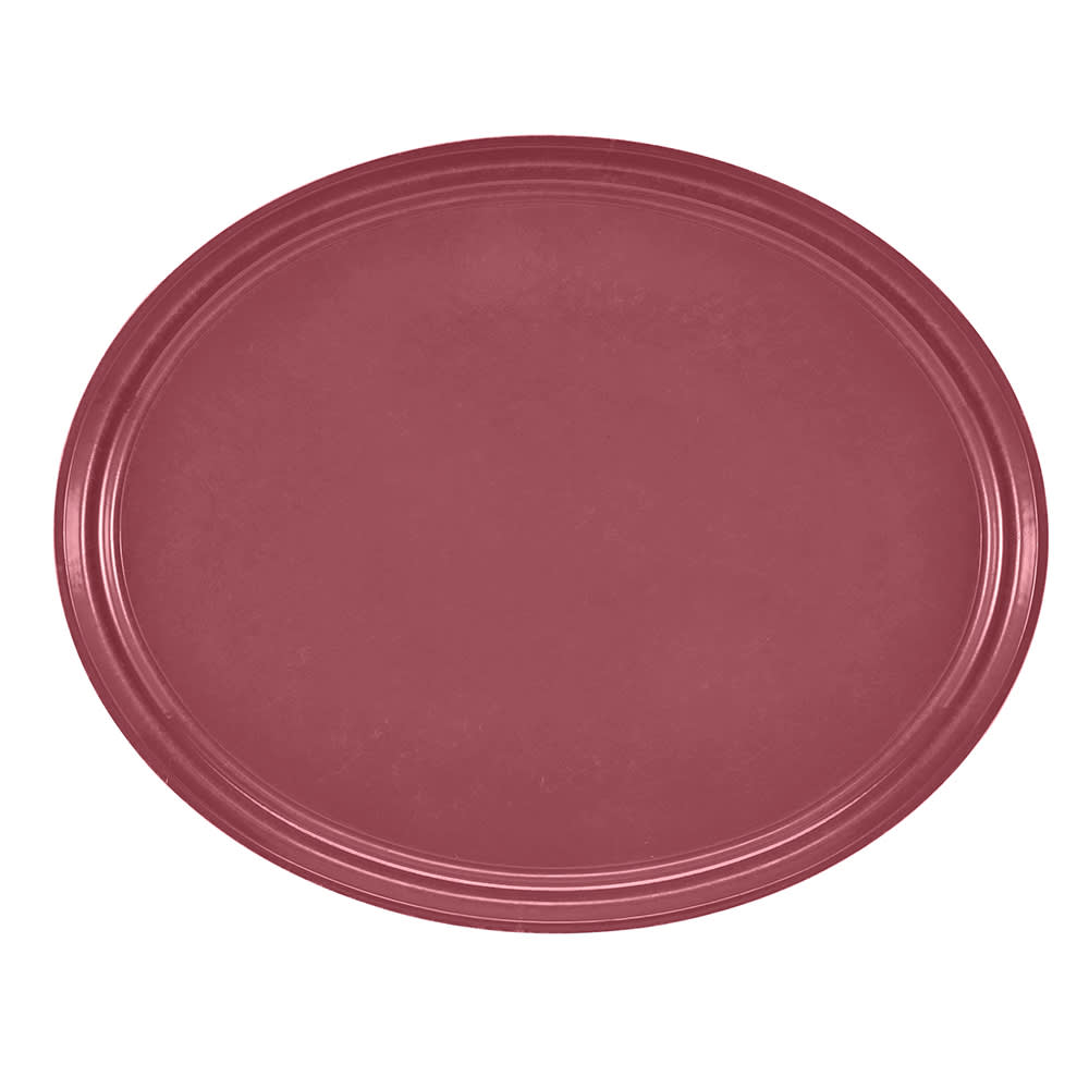 144-2500410 Oval Serving Camtray - 19 1/4x24", Fiberglass, Raspberry Cream