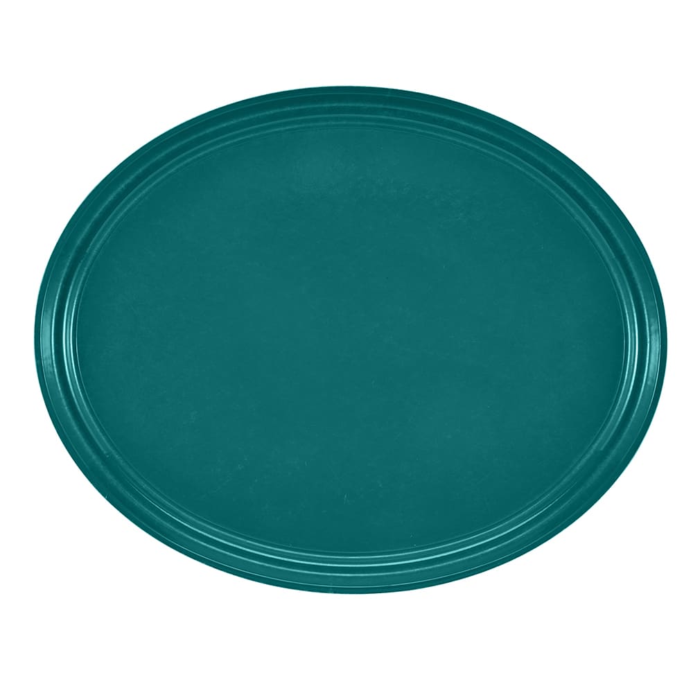 144-2500414 Oval Serving Camtray - 19 1/4x24", Fiberglass, Teal