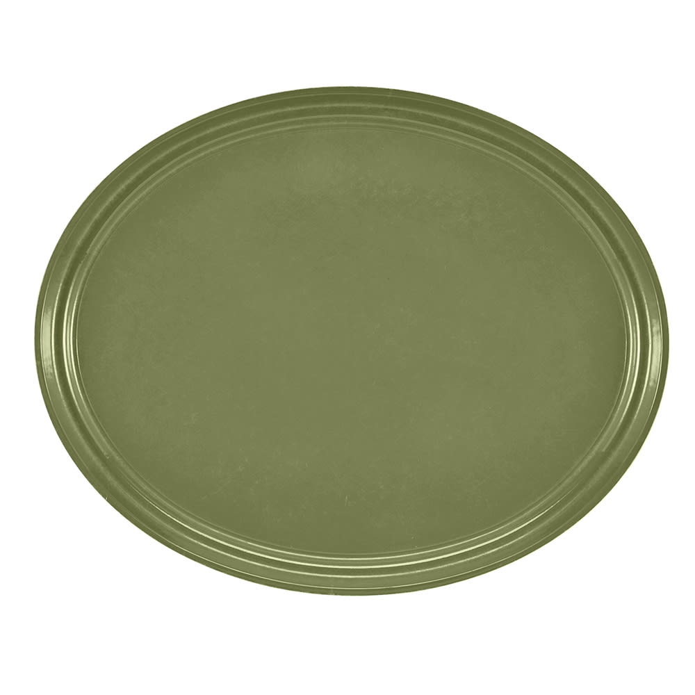 144-2500428 Oval Serving Camtray - 19 1/4x24", Fiberglass, Olive Green