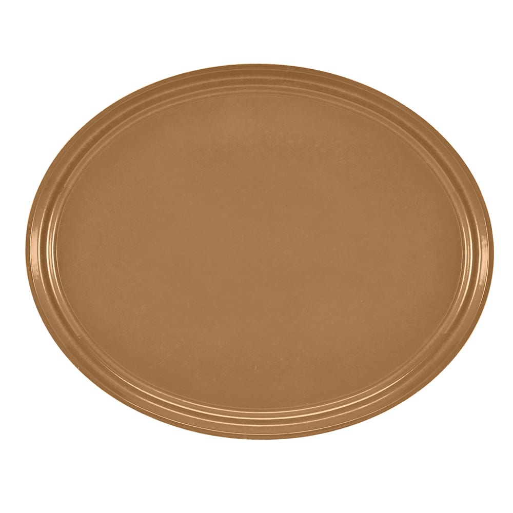 144-2500508 Oval Serving Camtray - 19 1/4x24", Fiberglass, Suede Brown